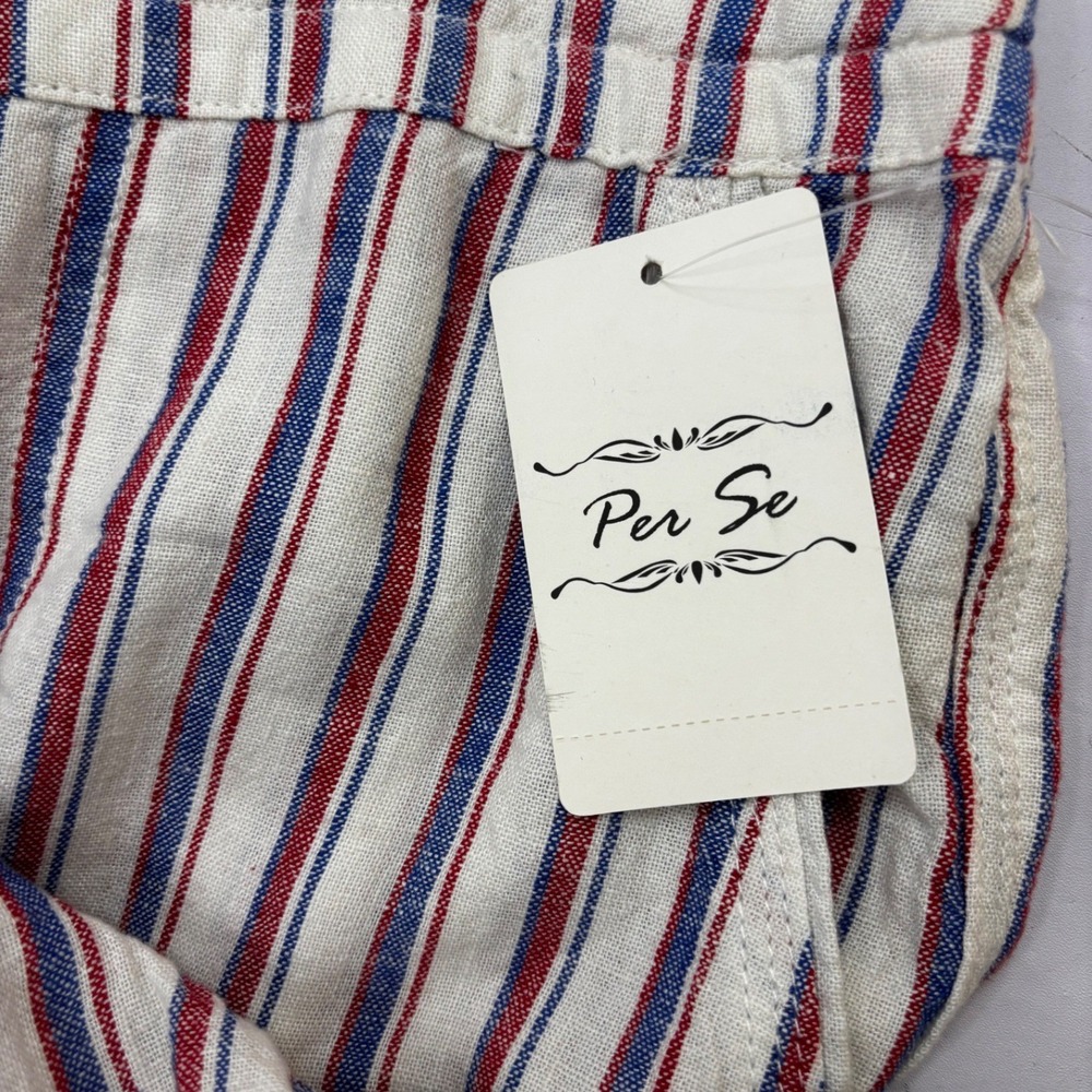 Per Se Women XL Red Blue White Striped Linen Blend Drawstring Pants NWT - Picture 6 of 11